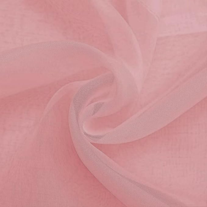 SpaceDresser Sheer Voile Window Treatment Rod Pocket Curtain Panels for Kitchen Bedroom Living Room Drapes Sunlight Filtering Privacy Semi Home Decor Assorted Colors Sizes (Blush, 52 W x 54 L)