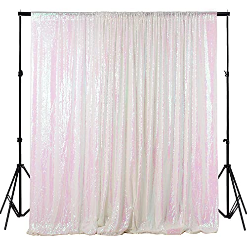 ShinyBeauty Sequin Backdrop 5FTx7FT Iridescent White - Photo Booth, Wedding, Baby Shower, Grad Party, Birthday - color: Iridescent, size: 5FTx7FT