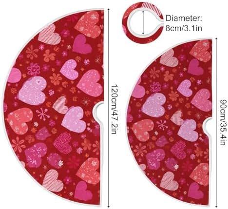 Pfrewn Valentine Tree Skirt 36" Red Floral Vintage Hearts Christmas Tree Skirts Mother's Day Xmas Mat for Holiday Festival Party Wedding Decor