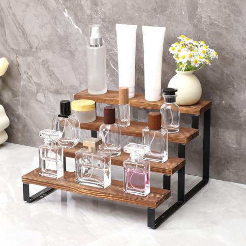 Wooden Cologne Organizer For Men, 4 Tiers Cologne Stand Shelf, Perfume Organizer Holder, Fragrance Display Storage Rack, Gift For Men