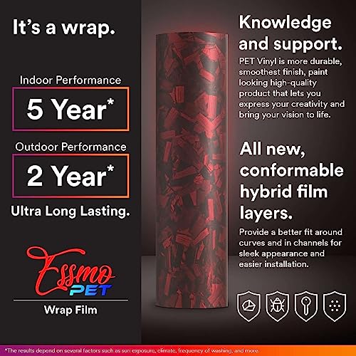 24"x60" (2FTx5FT) PET Marble Forged Carbon Fiber Textured Matte Red Vinyl Wrap Auto Car Sticker Decal Film Sheet Bubble Free Air Release Technology with Tool Kit - size: 24"x60" (2FTx5FT)