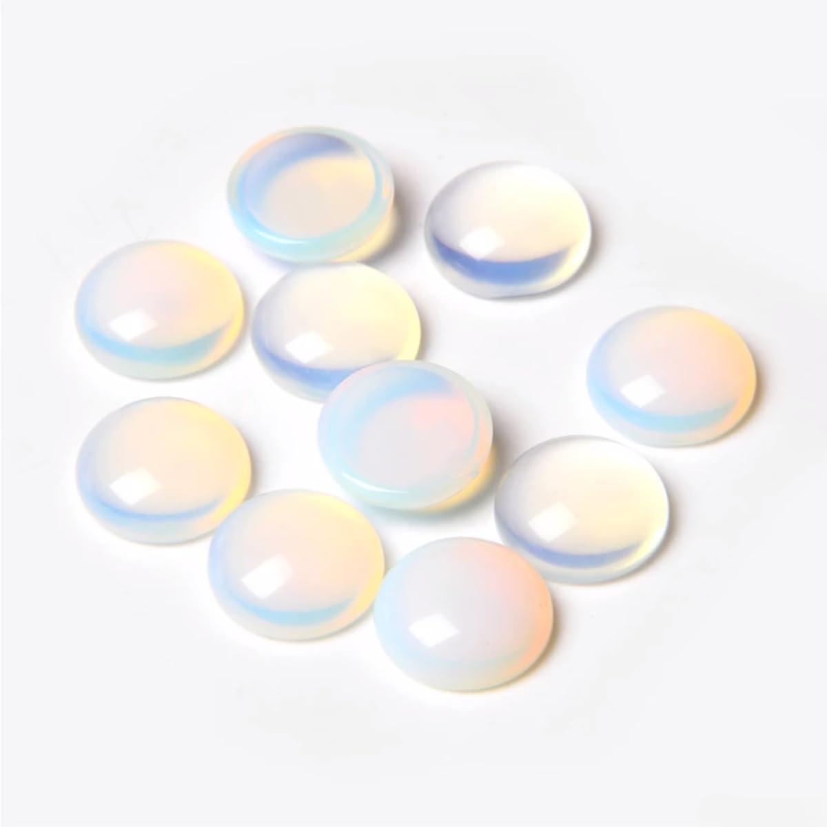 20pcs 16mm Natural Stone No Hole Opal Semicircle Smooth Cabochons Beads Healing Chakra Crystal Stone Bead for Jewelry Making Rings Earrings Necklace Bracelet DIY Crafts