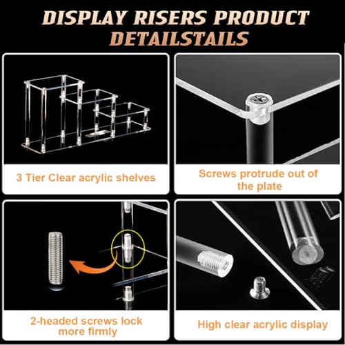 3 Tier Clear Acrylic Display Risers Stand Shelf, Acrylic Stands Display for Collectibles Pop Figure Models Perfumes Jewel,Action Figures Stand Organizer - color: 3 Tier/Model 3