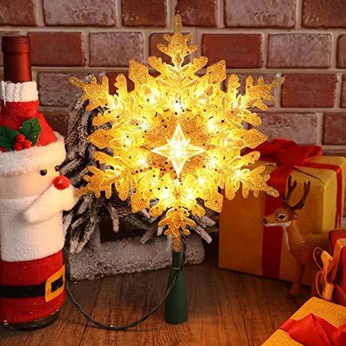 Brizled Lighted Tree Topper with Light, 9.25?€??€? Snowflake Christmas Tree Top