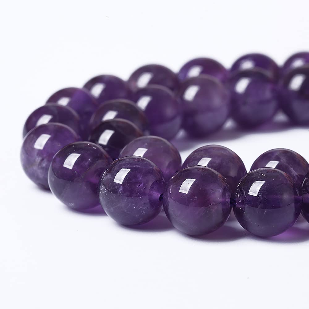 6mm 63pcs AAAAAA Natural Amethyst Purple Crystal Quartz Beads Gemstones Round Stone Beads for Jewelry Making DIY Women's Bracelet Necklace, Earrings