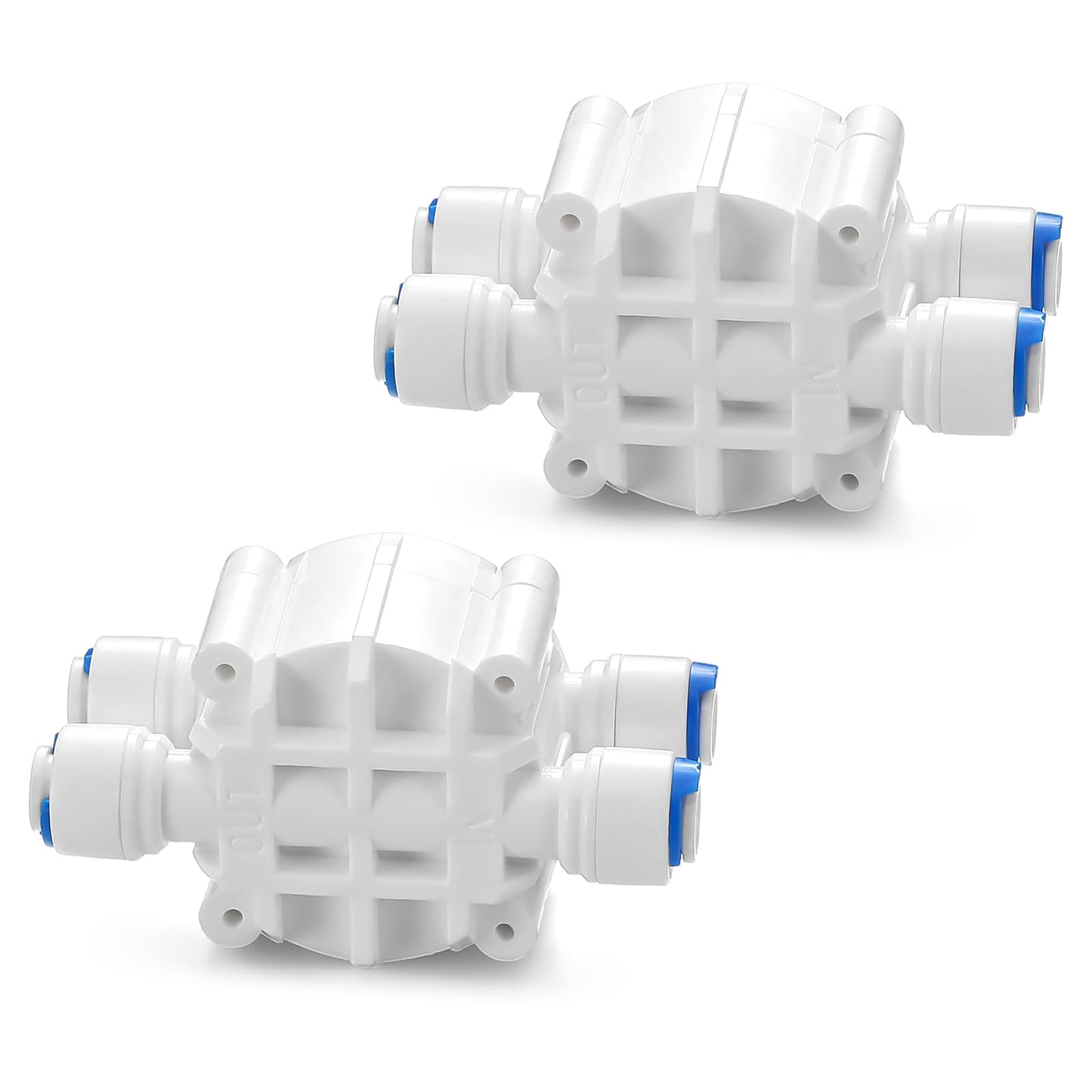 Colingmill 2 Pack 1/4 Inch Tube Automatic Shut off Valve, with Quick Connect Fittings, for Ro Reverse Osmosis Water Filter System, White