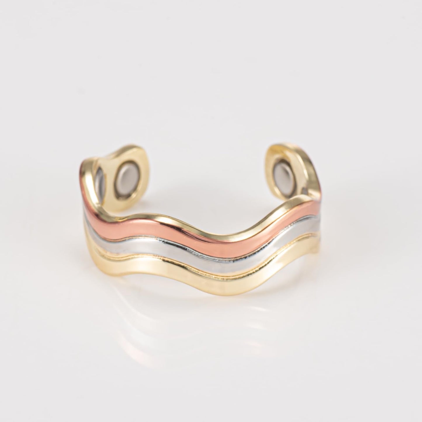 MagSølv Copper Rings for Women, Pure Copper Adjustable Magnetic Ring, Three Color Gold Jewelry