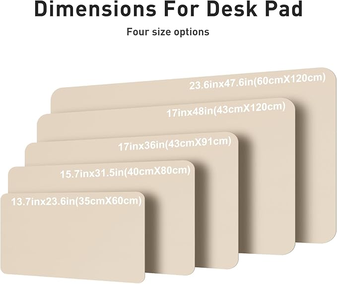 Aothia Faux Leather Desk Mat – Large Mouse Pad, Non-Slip PU Leather Blotter, Waterproof Writing Surface for Office and Home (Beige, 47.2" x 23.6")