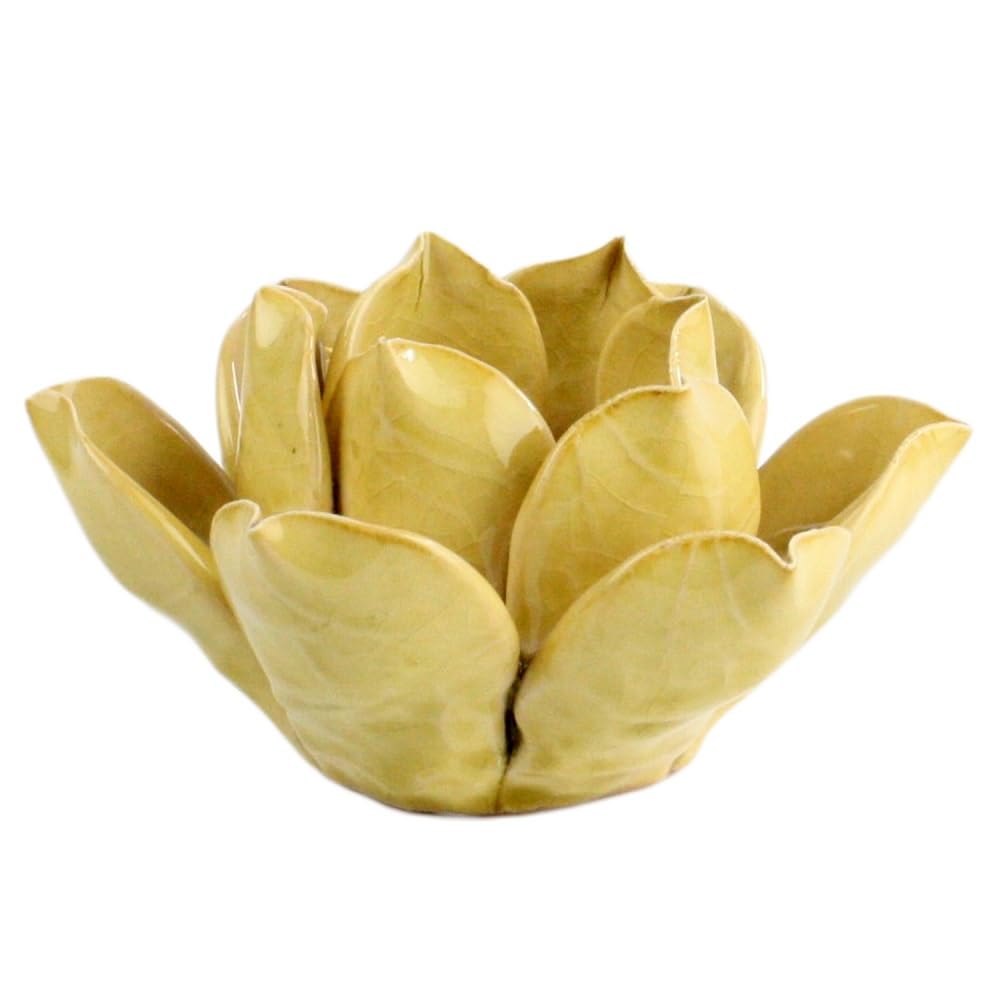 HomArt Lotus Tea Light Holder, Yellow