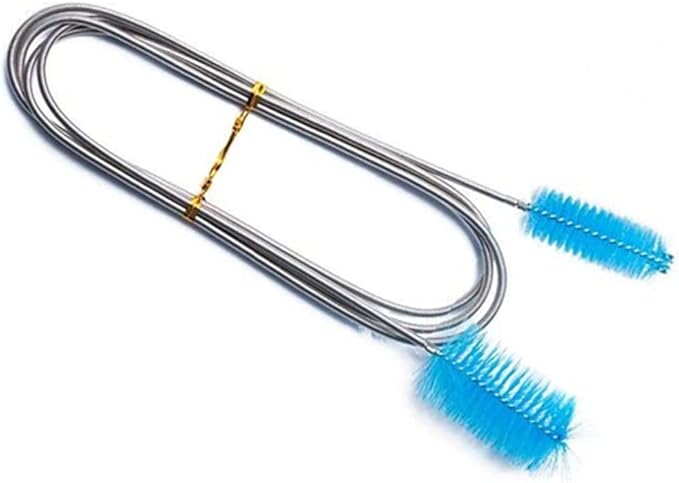 bnafes Aquarium Filter Brush Flexible Double Ended Bristles Hose Pipe Cleaner Stainless Steel Long Tube Cleaning Brush for Fish Tank or Home Kitchen (Sky Blue)