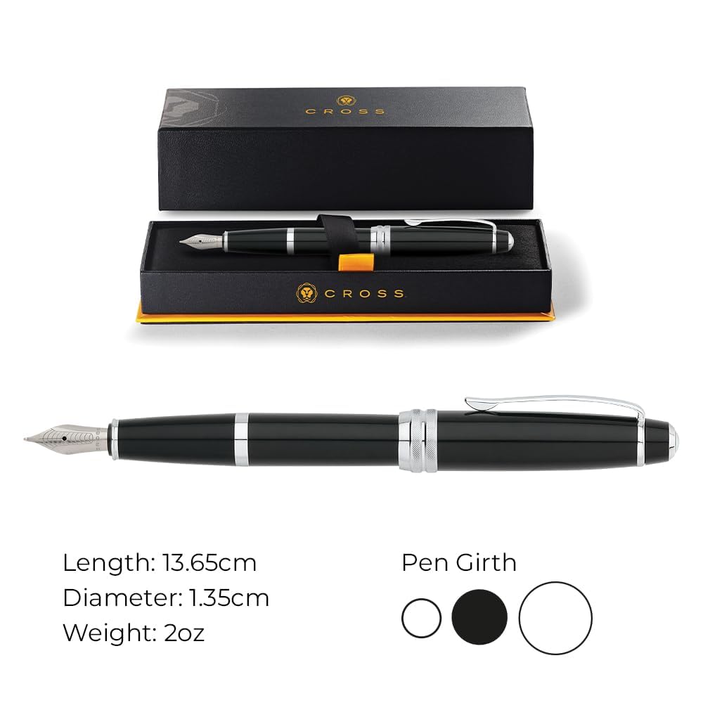 Cross Bailey Black Lacquer Medium With Stainless Steel Nib Self Serve S Fountain Pen