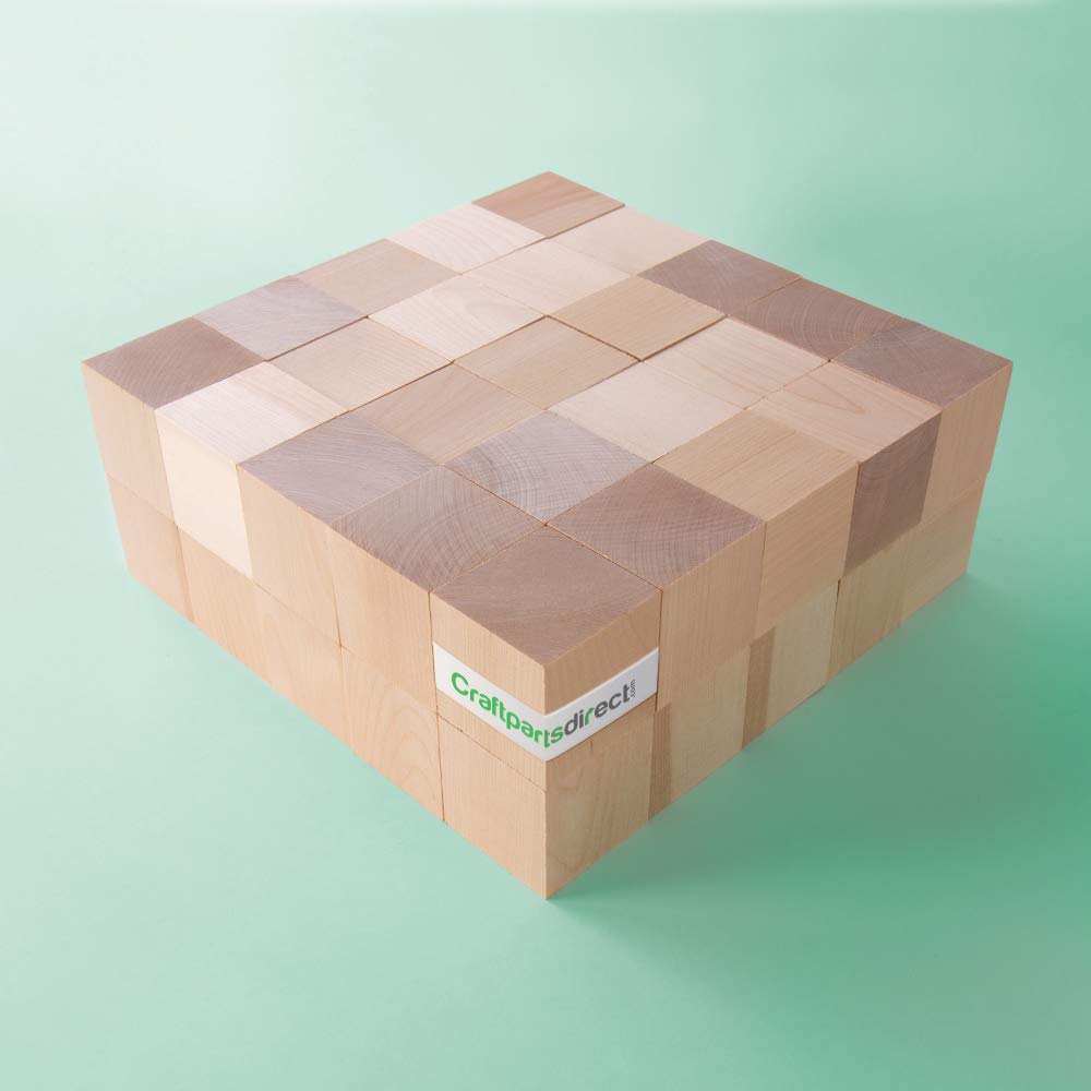 2 inch Maple Wood Cube - 50 Pack, Natural Solid Wooden Square Blocks, Unfinished – for Arts, Craft, and DIY People