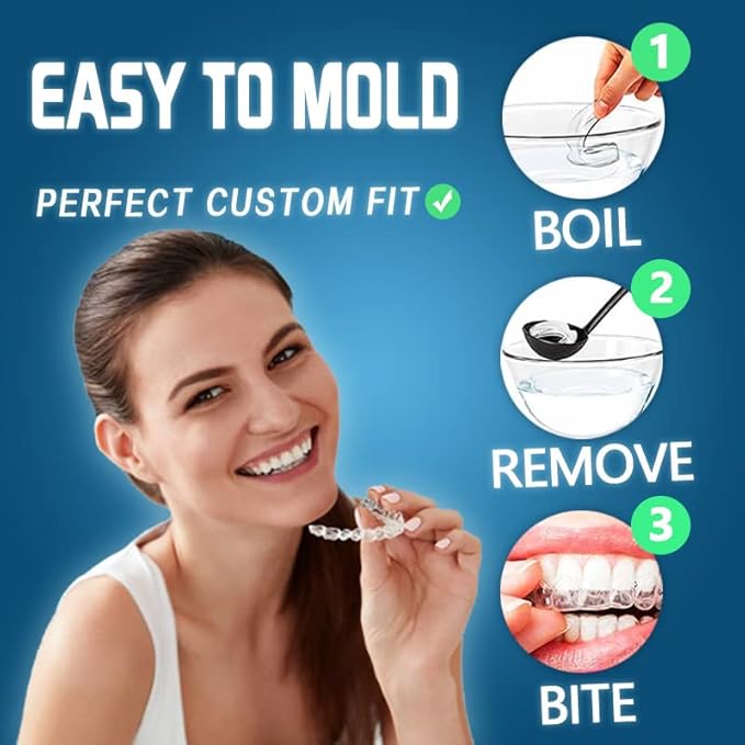 KOHEEL MG Moldable Mouth Guard for Teeth Grinding and Clenching, Perfect Fit Night Guard, Dental Guard for Bruxism Relief, 4 Count (2 Large & 2 Small)
