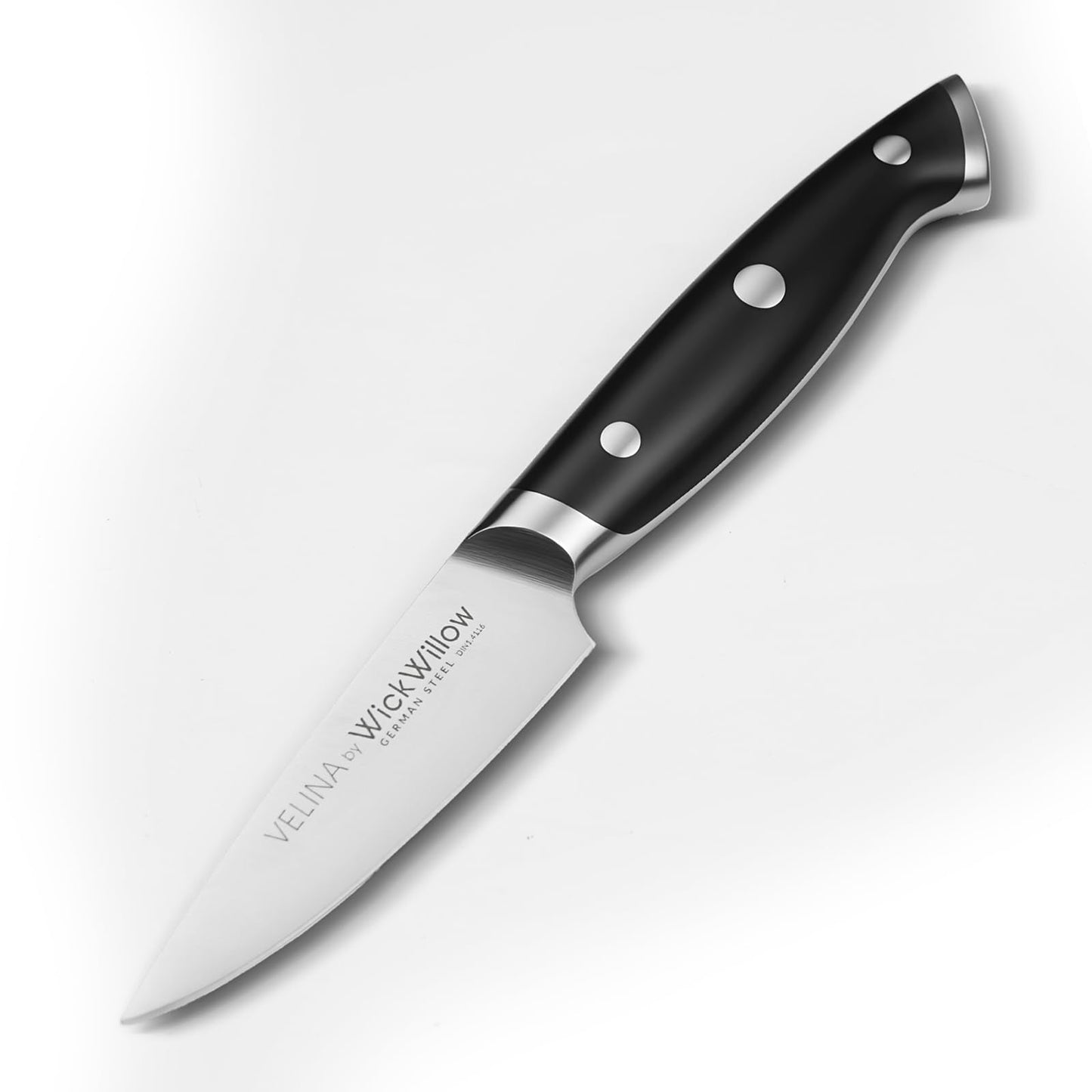 WICKWILLOW 3.5" Paring Knife – Razor Sharp German Steel – Small Kitchen Knife for Peeling, Trimming & Precision Work – Full Tang & Ergonomic Handle – Gift Box – Velina Series