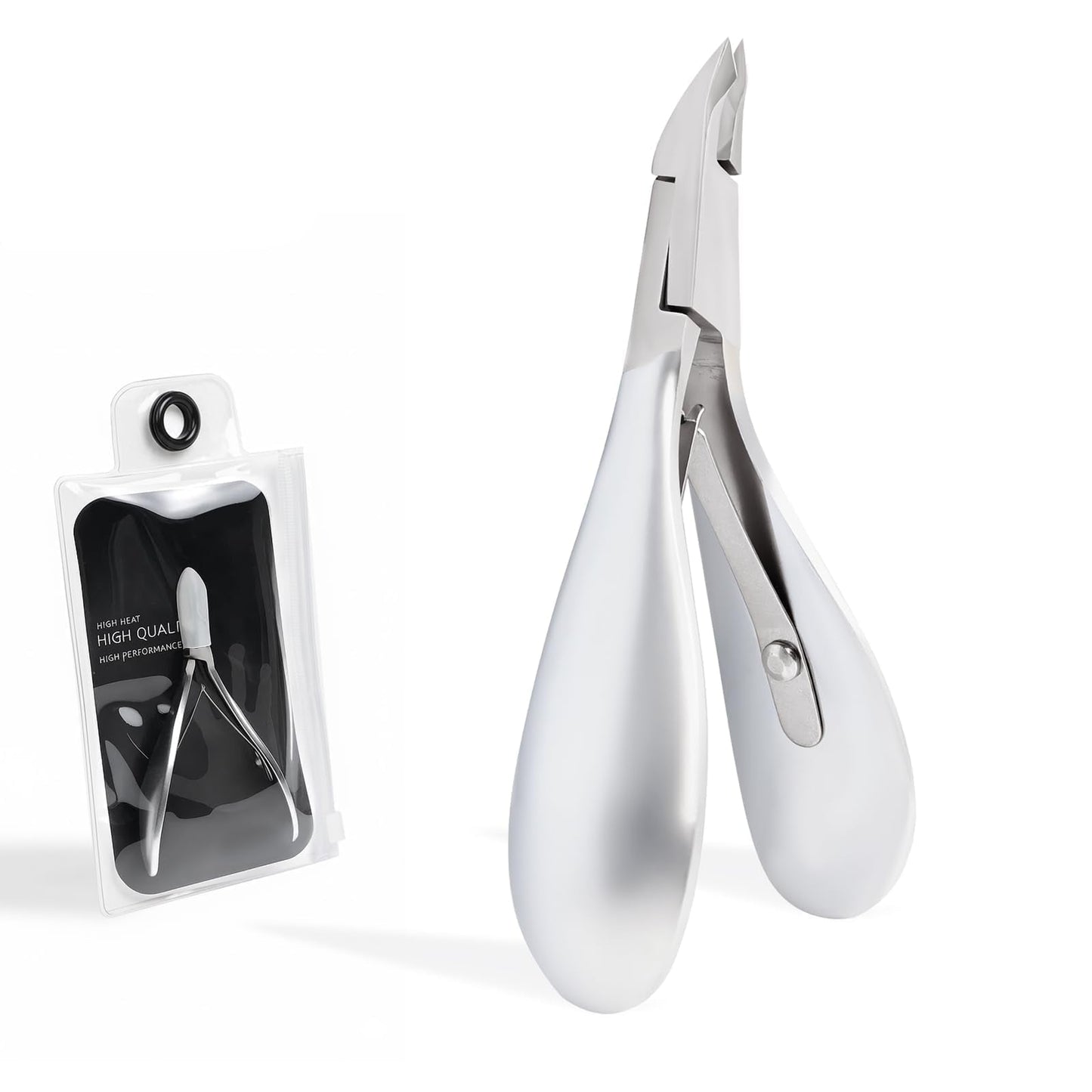 Criyar (Silver 1 PACK) Wide-Grip Cuticle Nippers & Trimmer Set, Precise Stainless Steel Cuticle Remover Pusher Cutter, Manicure Pedicure Tools Kit for Women Toenail Clippers and Nail Supplies Scissors