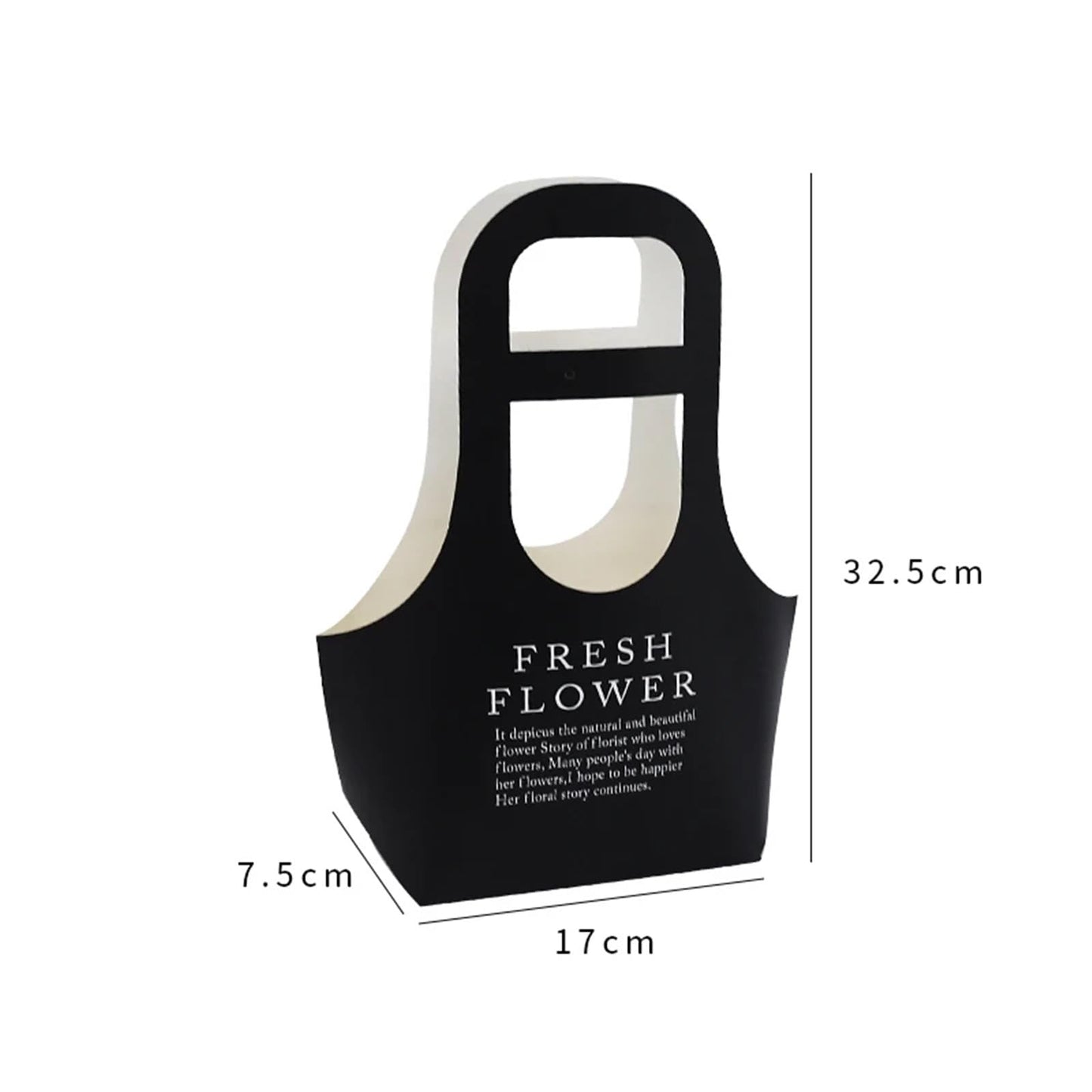 Nikeg Kraft Paper Flower Gift Bags 10Pcs Korean Portable Flower Box, Kraft Paper Bouquet Arrangement Packaging Bag, Creative Waterproof Gift(Black,Small)