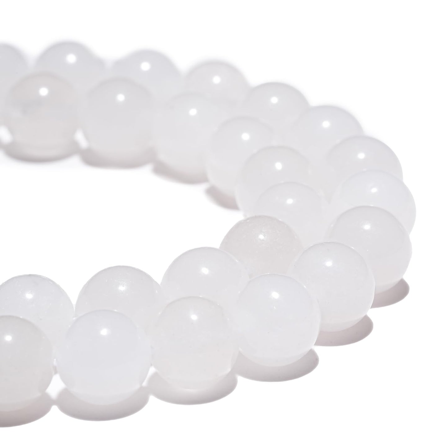8mm Natural White Jade Gemstone Beads Polished Round Smooth Stone Beads for Bracelets Jewelry Making 15inch Loose Beads