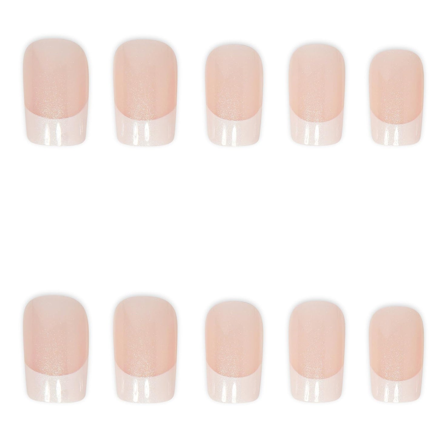 Medium Square Press on Nails White French Tip Fake Nails Nude Pink Nails Press ons Acrylic Nails False Nails Glossy Artificial Full Cover Stick on Nails for Women Girls 24 Pcs