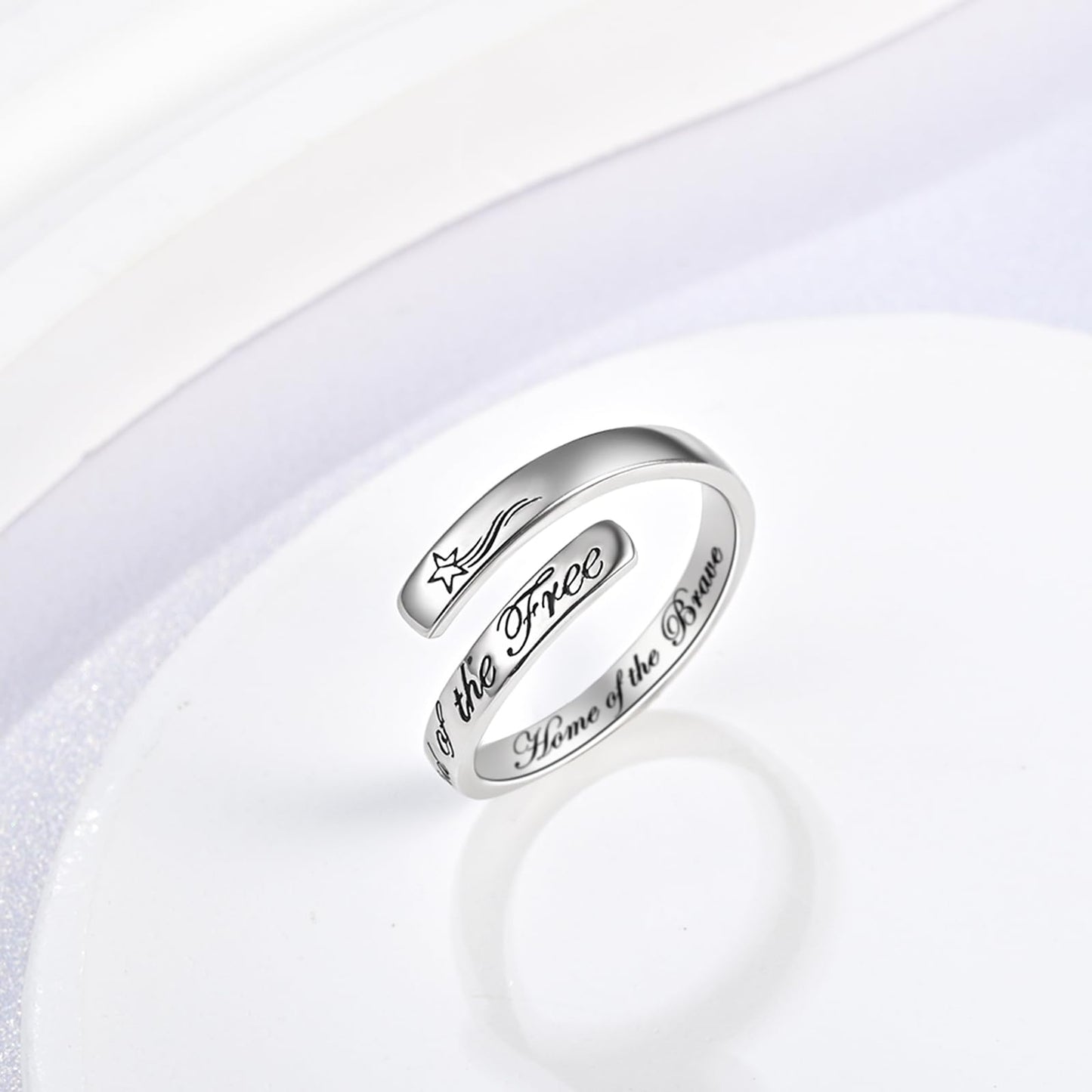 JXJL S925 Sterling Silver Inspirational Jewelry Rings Adjustable Ring Personality Encouragement Gift for Teens Women