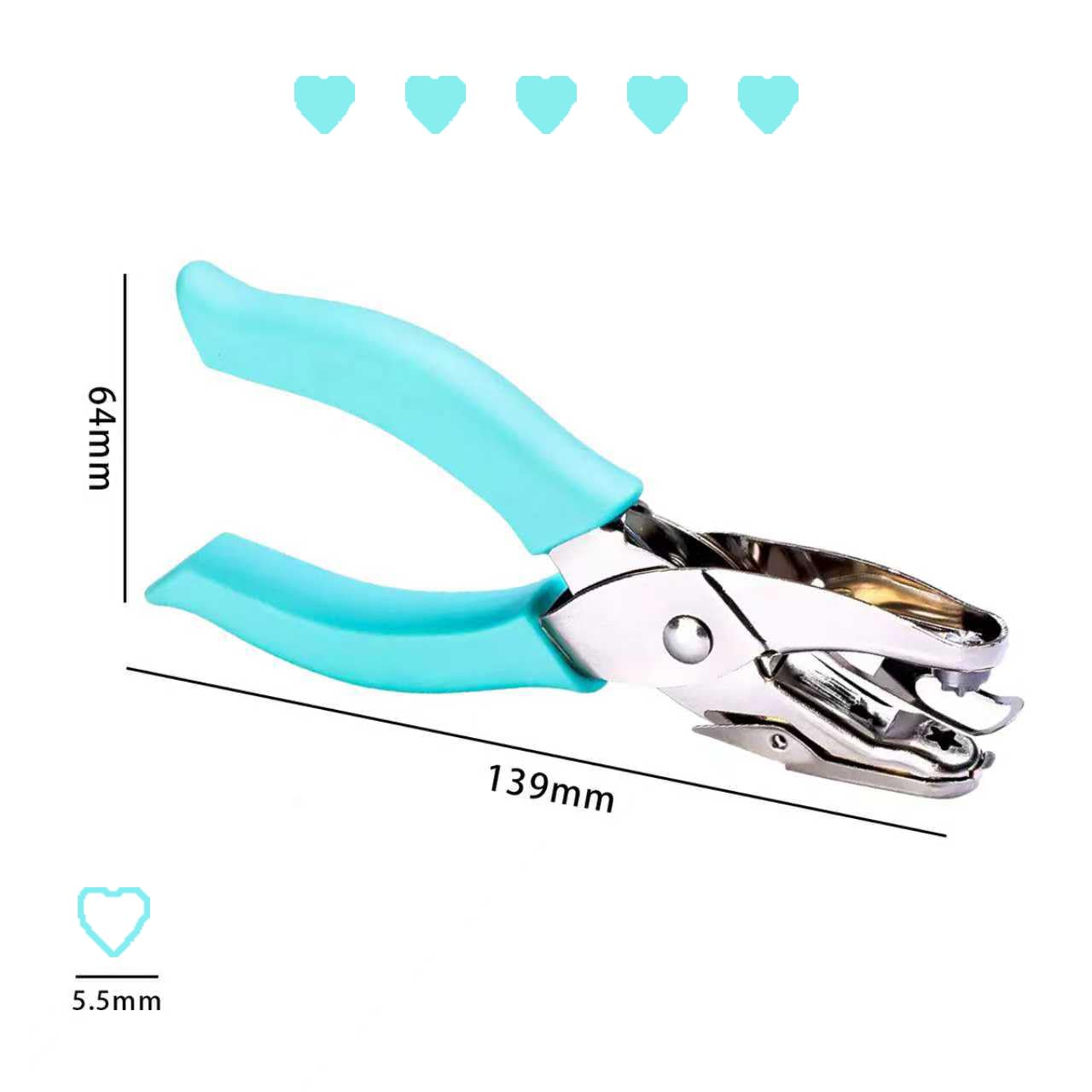 2 Pack Craft Hole Punch Set, Handheld Single Hole Punch with 5mm Star & 5.5mm Heart, Soft Grip Paper Punch for Scrapbooking, Card Making, DIY Crafts, Kids Adults Office Supplies, Pink Green