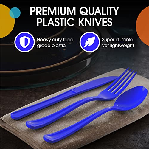 Party Solids Dark Blue Plastic Forks 200 Pcs Dark Blue Forks Disposable Utensils Heavy Duty Plastic Cutlery Set Disposable Cutlery Sets Flatware Sets Silverware Set Party Supplies & Party Tableware - color: Dark Blue