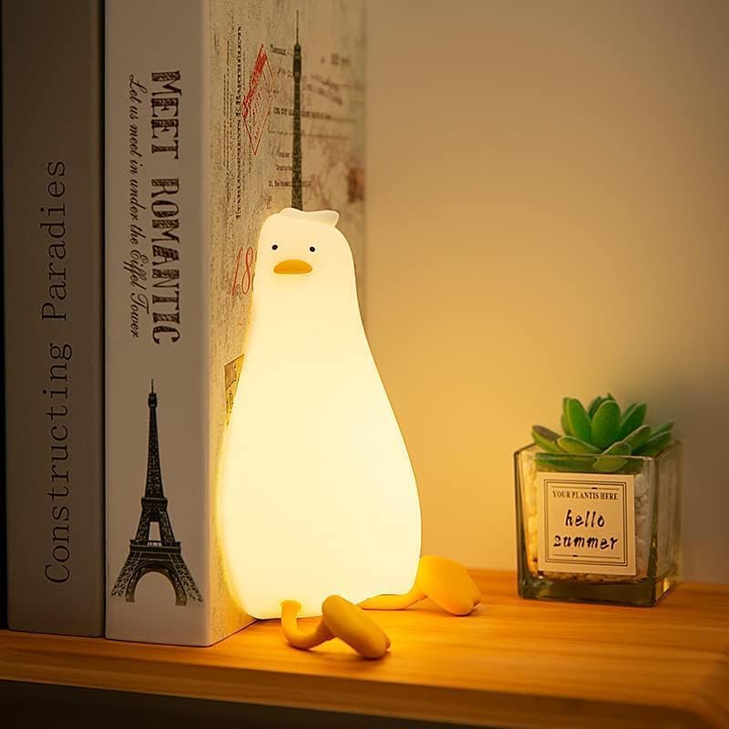 YR YRHH-PET Existential Crisis Duck Lamp, Squishy Kids Cute Lying Flat Duck Night Light, Rechargeable Ducky Lay Touch Lamp, College White Elephant Gifts, Mom Mothers Day Gift, Fun Decor, Safe Silicone