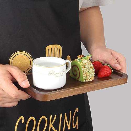 Medium Acacia Wood Serving Trays Long Charcuterie Boards Wood Snack Platter Rectangular Cookie Appetizer Plates Serving Cheese Board Rectangle Kitchen Dinner Platters for Food Dish Cake Dessert Tray - size: 14" x 8" x 0.8"