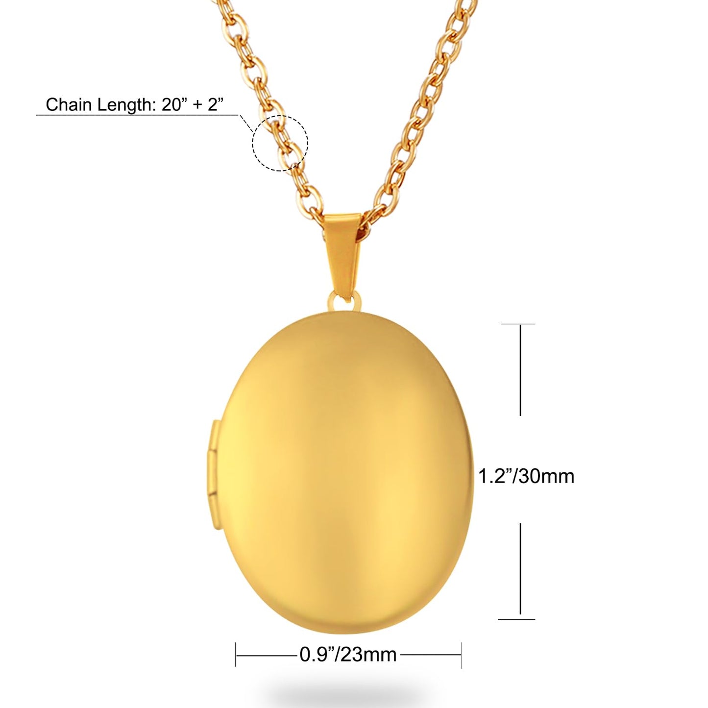 PHOCKSIN Glossy Gold Lockets Personalized Oval Locket Necklace Custom Photo Locket Necklace for Women Picture Locket Necklaces withe Text Engraved Customized Gifts for Birthday