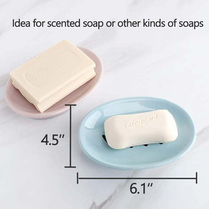 WYOK 2-Pack Soap Dish with Drain Plastic Sponge Holder Easy Cleaning Soap Saver Tray Caddy Keep Dry Stop Mushy for Shower Bathroom Kitchen(Grey)
