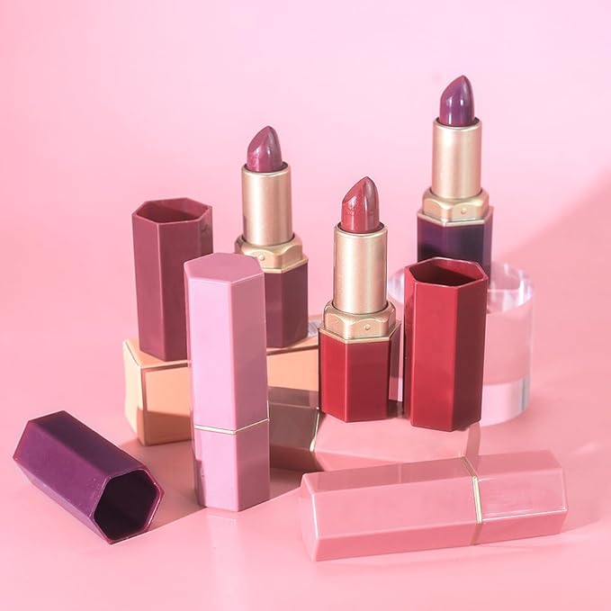 Nude Metallic Lipstick Lip Gloss for Women,Lightweight Shimmer Frosted Long Lasting Lipstick,Glitter Lip Stain Waterproof Smudge Proof 24 Hour Full Coverage Lip Makeup,Vegan