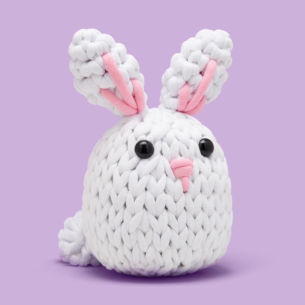 The Woobles Crochet Kit for Beginners with Easy Peasy Loopable Yarn, As Seen on Shark Tank - Easy Arts and Crafts Knitting & Crochet Animals Kit with Step-by-Step Video Tutorials (JoJo the Bunny)