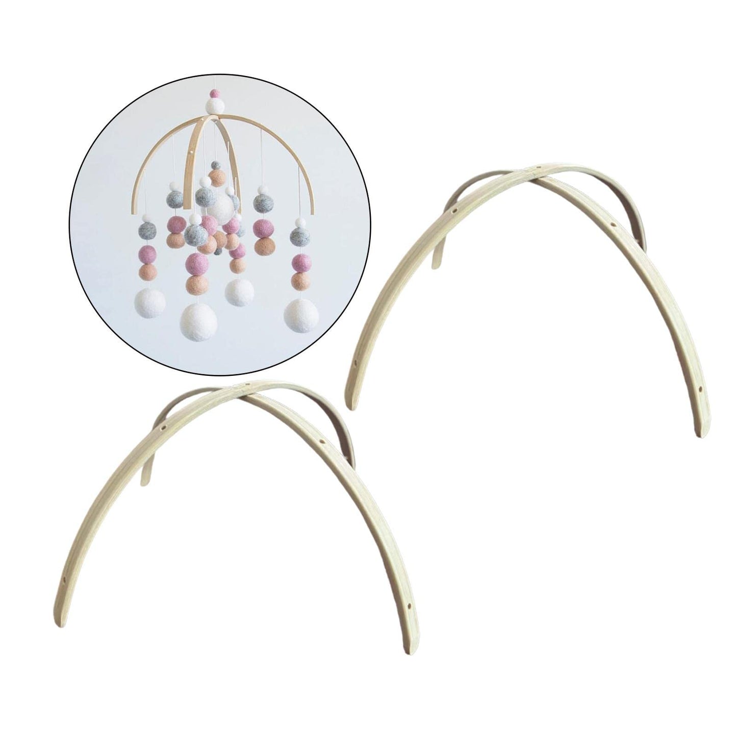 predolo 2 Set Mobile Hanging Frame DIY Baby Mobile Holder Easy Installation Gift Handmade Wooden Frame Kit for Hanging Rattle Newborn