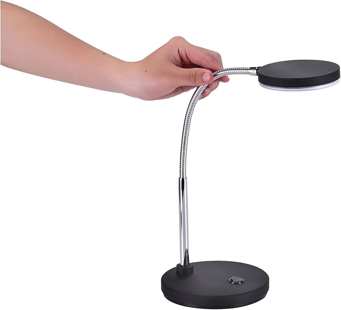 Bostitch Office LED Metal Gooseneck Desk Lamp, Flicker Free, Adjustable Head (VLED1800BK), Black