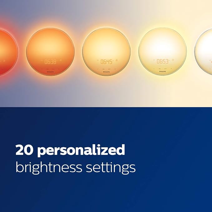 Philips SmartSleep Wake-up Light,Colored Sunrise and Sunset Simulation,5 Natural Sounds,FM Radio & Reading Lamp,Tap Snooze,HF3520/60,(Pack of 3)