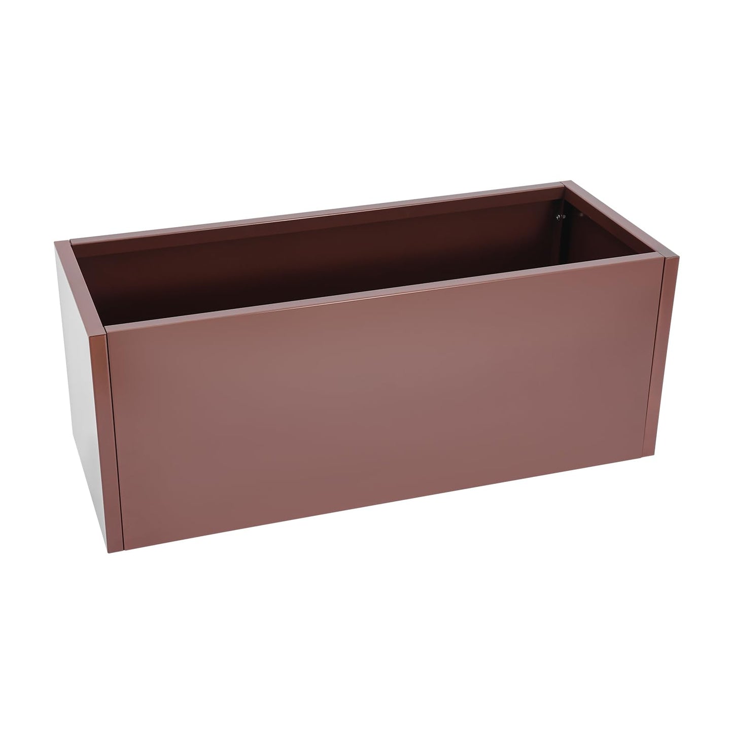 LIYABIN 38'' Large Planter Box, Steel Rectangular Elevated Plant Container with Drainage Holes Rustproof & Heavy Duty for Outdoor Modern, Patio, Balcony, Yard & Indoor Greenery (Brown)