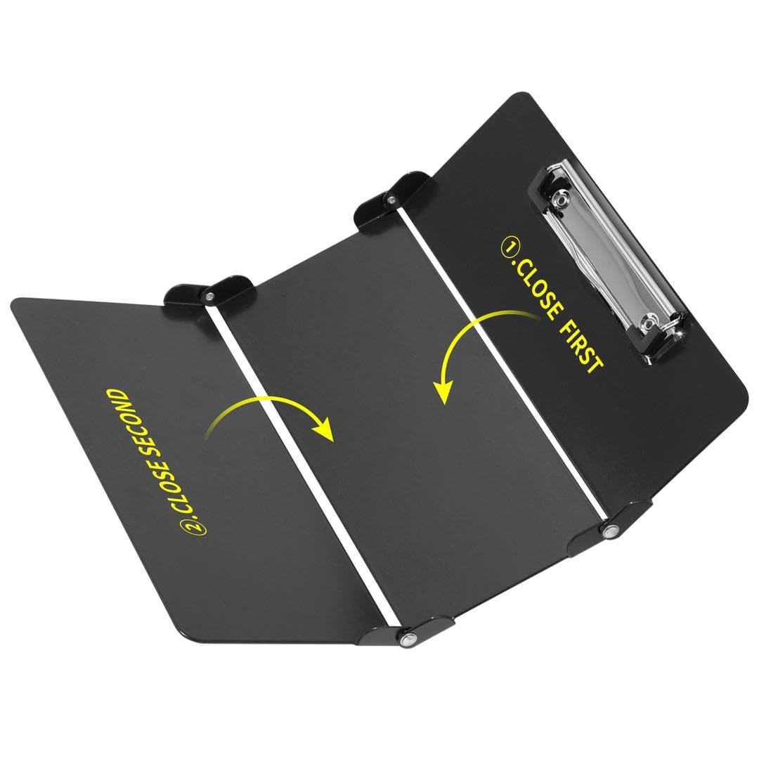 Rokolo Foldable Aluminum Nursing Clipboard with Cheat Sheets - Black (Letter Size, 30 Sheet Capacity)