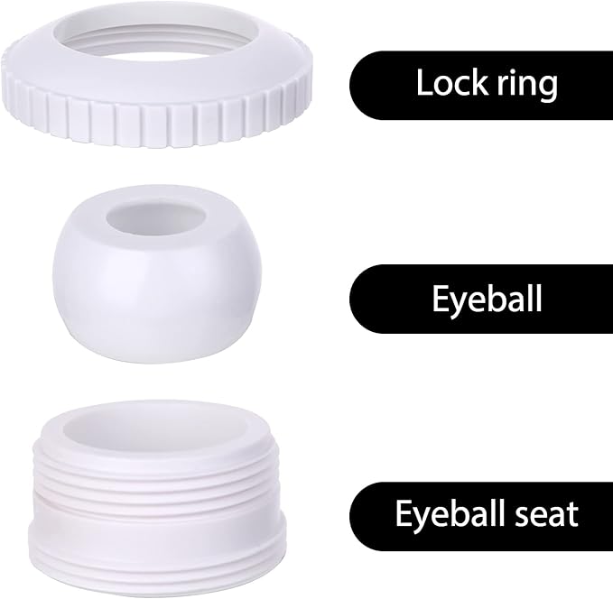 Thinp 2 Pieces Pool Jet Nozzles, 3/4" Directional Flow Eyeball Inlet Jet, Swimming Pool Return Jet Replacement Parts Fittings Spa with 1-1/2 Inch MIP Thread Pool Accessories for Cleaning