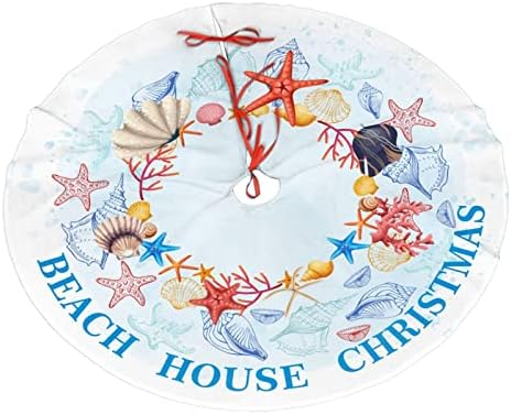 30" Christmas Tree Skirt,Tropical Coastal Beach Theme Xmas Tree Skirt for Christmas Decorations Skirt Xmas Holiday New Year Party Tree Mat Decor Indoor Outdoor