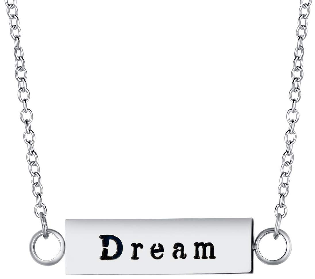 Wild Essentials "Dream" Essential Oil Diffuser Bar Necklace Gift Set - Includes Aromatherapy Pendant, 24" Stainless Steel Chain, 12 Color Refill Pads