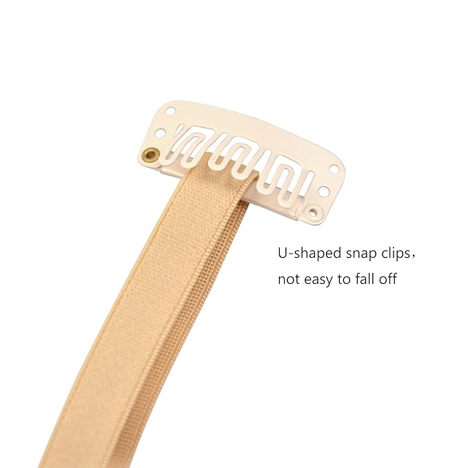 4 Pcs Facelift Bands with Clips Invisible Face Stretching Lifting Strap Adjustable Elastic Band Face Slimming Band (24cm Blonde Single Bands)