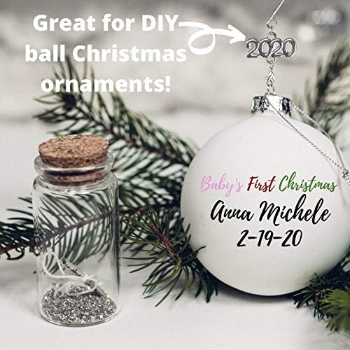 Christmas Ornament Hangers Dated 2020 - Set of 12 Shiny Silver Hooks with Lobster Claw Attachment - DIY Personalized Ornament Accessory Class of 2020 Decorations Parties Weddings First Christmas