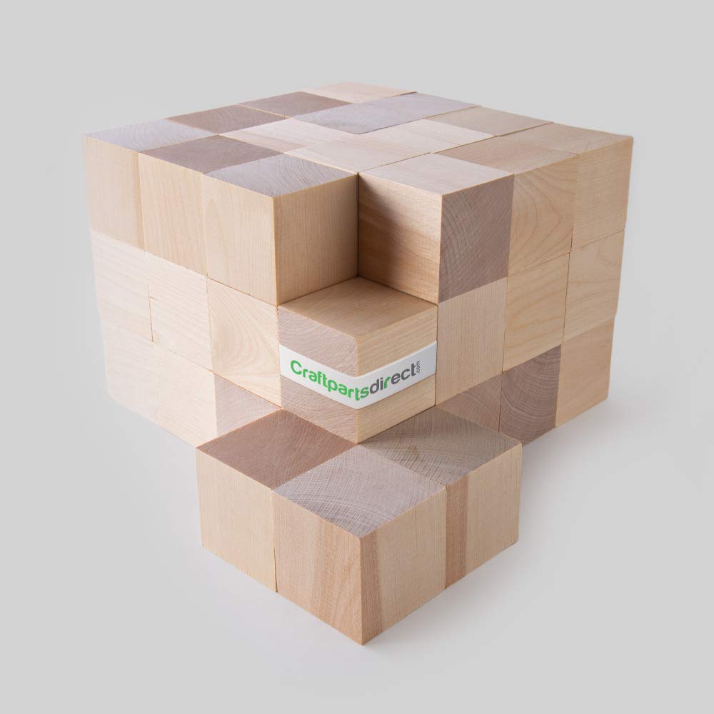 2 inch Maple Wood Cube - 50 Pack, Natural Solid Wooden Square Blocks, Unfinished – for Arts, Craft, and DIY People