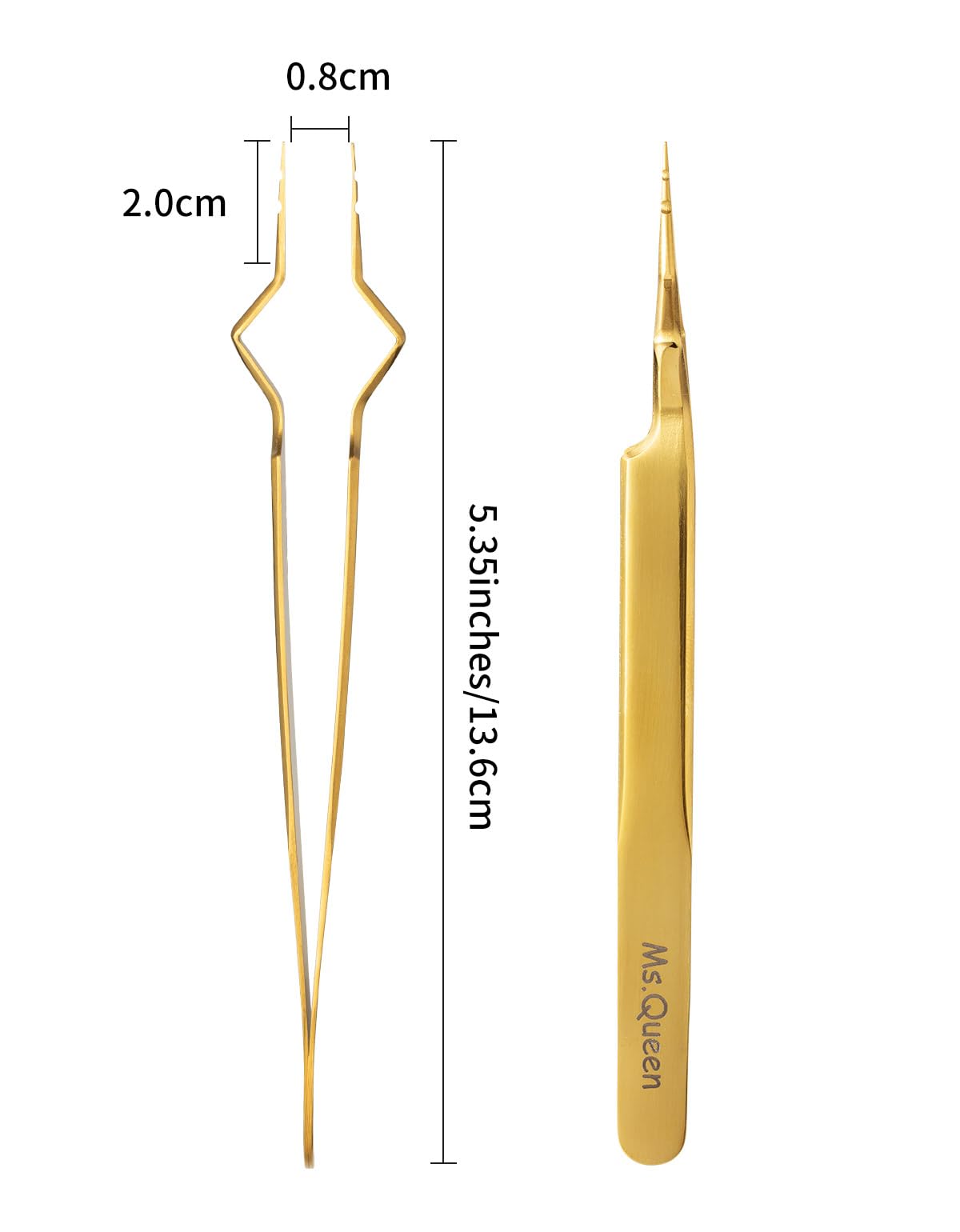 Ms.Queen Isolation Tweezers for Eyelash Extensions,V-Groove Design Precision Tips Isolation Eye Lash Tweezers,Easy to Use Application Tools for Lash Artist,Gold