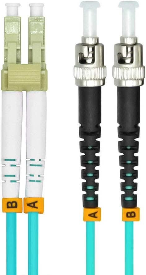Jeirdus 5Meters 16ft LC to ST Duplex 50/125 10G OM3 Multi-Mode Fiber Optic Cable Jumper Optical Patch Cord LC-ST