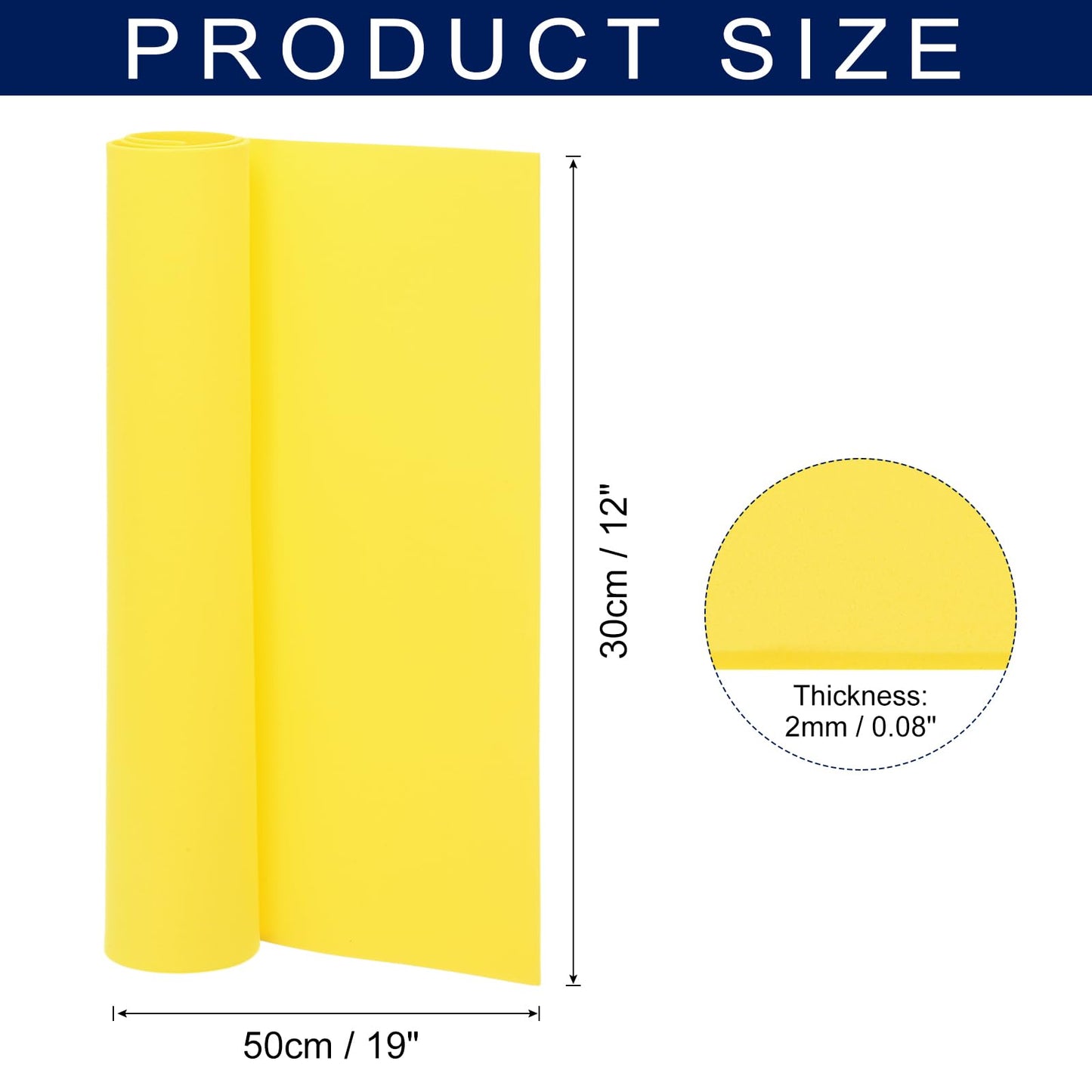 MECCANIXITY Foam Sheets Crafts 19x12 Inch 2mm EVA Craft Foam Paper Foam Sheets for Crafts Projects DIY Cosplay Modeling, Yellow