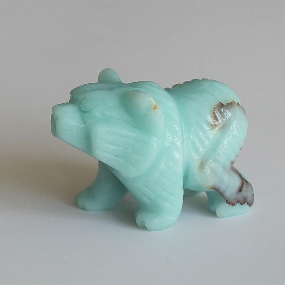 HLbshi Hand Carved Mixed Gemstone Crystal Bear Figurine Animal Carving Statue Home Decor 1.5'' (Amazonite)