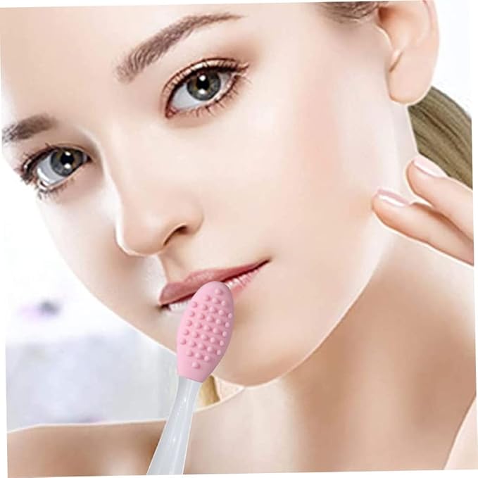 Silicone Lip Brush Double Sided Nose Scrubber Soft Manual Blackhead Cleaner 2PCS Exfoliating Lip Brush Double Sided Nose Brush Manual Blackhead Brush Soft Lip Cleaner