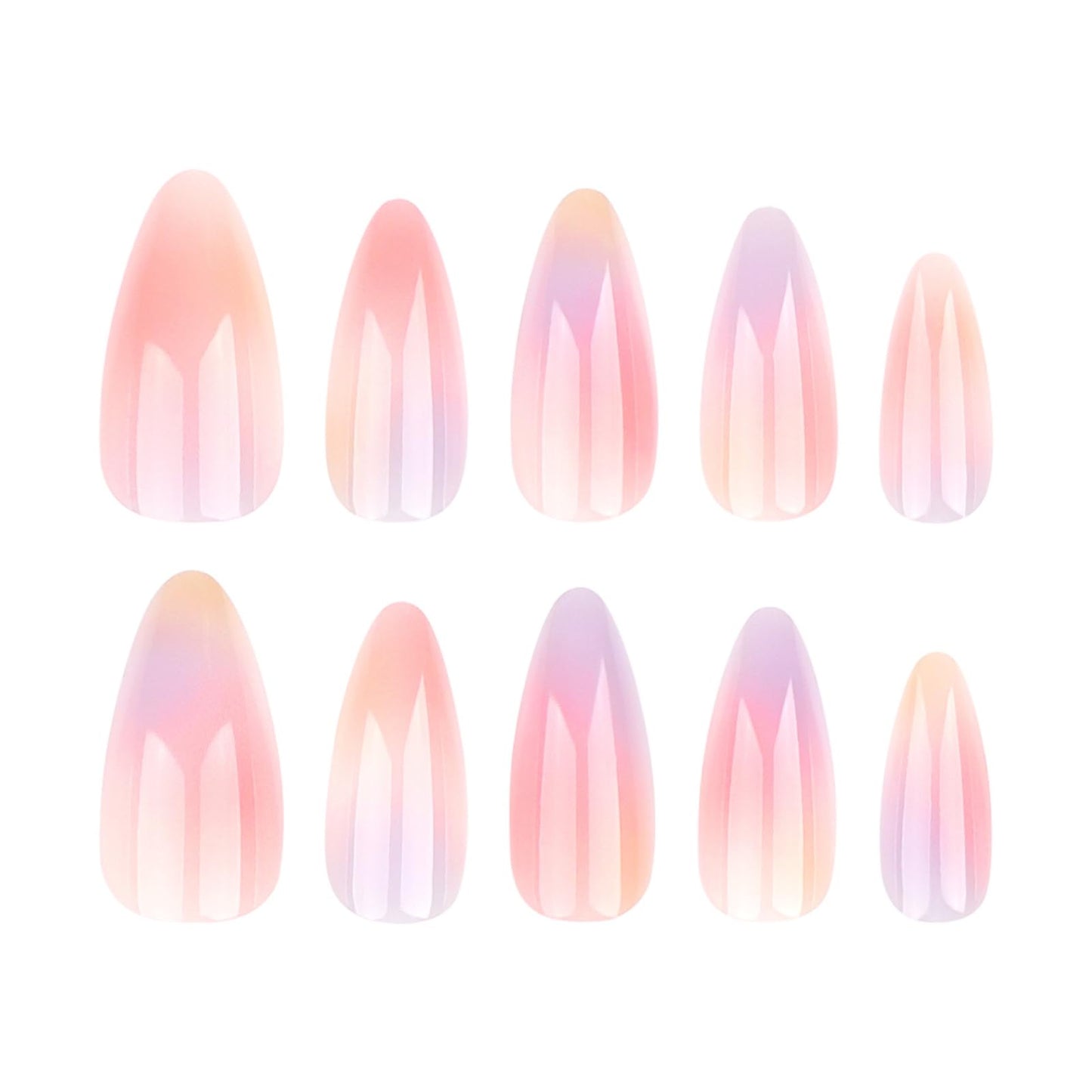 Gentle Claws Haute Press On Nails | Aurora | Gradient Orange and Purple Multicolor Tie Dye Press On Nails with Gloss Finish