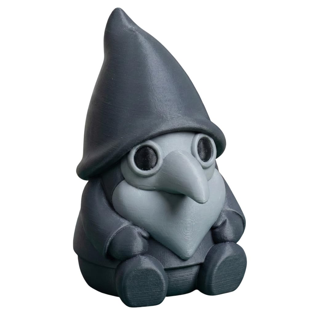 Gothic Plague Doctor Gnome Figurine - Detailed Dark Fantasy Desk Decor and Unique Gift for Curio Displays - 3D Printed in Canada