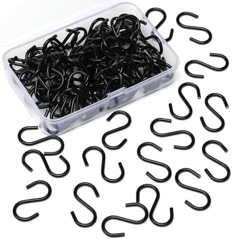 NUOBESTY 100pcs Black Metal S Hooks 1/2 Inch Mini Hanging Clips Small S Shape Hanger Christmas Tree Decoration Hooks for Plants Craft Ornament Key Tags